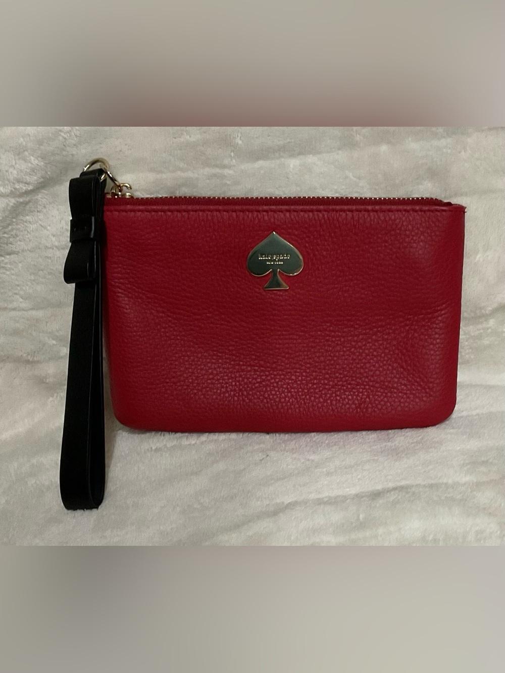 Kate Spade New York  Red Pebbled Leather Bee Leroy Street Wristlet
